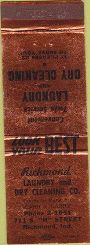 Matchbook Cover - Richmond Dry Cleaning Richmond IN