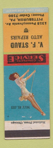 Matchbook Cover - VF Staud Auto Repair Pittsburgh PA pinup WWII theme