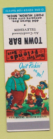 Matchbook Cover - Town Bar Port Huron MI  Hillbilly SAMPLE