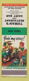Matchbook Cover - Toman's Restaurant Dairy Bar Marlette MI Hillbilly SAMPLE