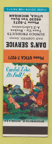 Matchbook Cover - Dan's Service Sunoco oil gas Utica MI Hillbilly SAMPLE