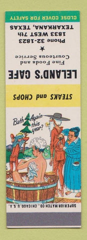Matchbook Cover - Leland's Cafe Texarkana TX Hillbilly SAMPLE