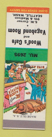Matchbook Cover - Wood's Cafe Vagabond Room Seattle WA Hillbilly SAMPLE