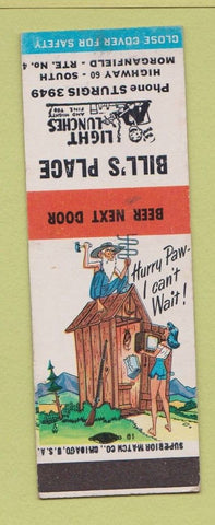Matchbook Cover - Bill's Place Morganfield Sturgis MI? Hillbilly SAMPLE