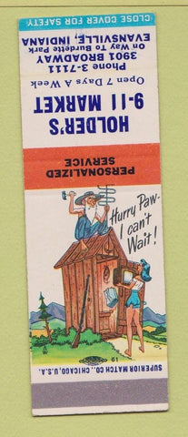 Matchbook Cover - Holder's 911 Market Evansville IN Hillbilly SAMPLE