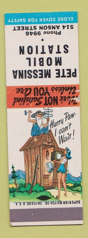 Matchbook Cover - Pete Messina Mobil oil gas WEAR Hillbilly SAMPLE