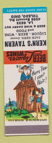 Matchbook Cover - Kern's Tavern Toledo OH Hillbilly SAMPLE