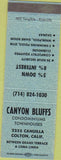 Matchbook Cover - Canyon Bluffs Condos Colton CA blue