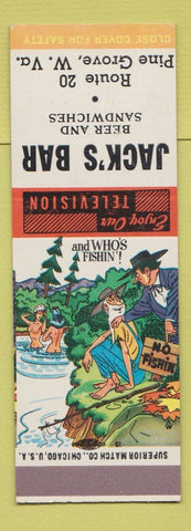 Matchbook Cover - Jack's Bar Pine Grove WV Hillbilly SAMPLE