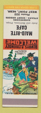 Matchbook Cover - Maid Rite Cafe West Point NE low phone # Hillbilly SAMPLE