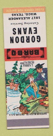 Matchbook Cover - Gordon Evans Catering BBQ Waco TX Hillbilly SAMPLE