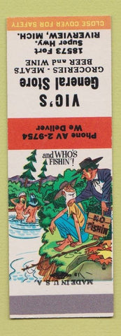 Matchbook Cover - Vic's General Store Grocery Riverview MI Hillbilly SAMPLE