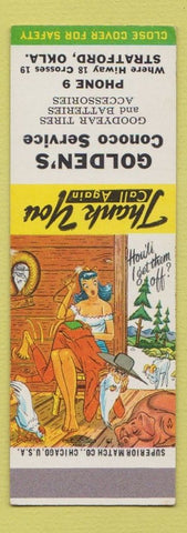 Matchbook Cover - Golden's Conoco oil gas Stratford OK Hillbilly SAMPLE