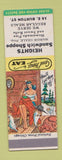 Matchbook Cover - Heights Sandwich Shop Margie Geale Hillbilly SAMPLE