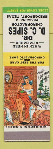 Matchbook Cover - Dr DC Sipes Chiropractor Bridgeport TX Hillbilly SAMPLE