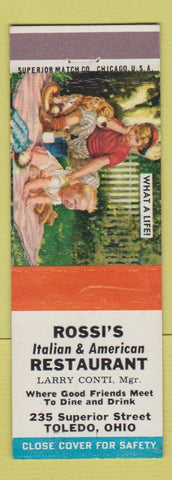 Matchbook Cover - Rossi's Italian Restaurant Toledo OH Hillbilly SAMPLE