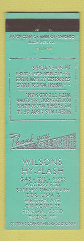 Matchbook Cover - Wilsons Hy Flash oil gas Findlay OH