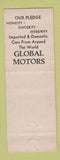 Matchbook Cover - Global Motors Westport CT