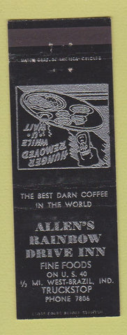 Matchbook Cover - Allen's Rainbow Drive Inn Restaurant Brazil IN