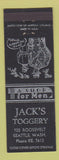 Matchbook Cover - Jack's Toggery Men's Clothes Seattle WA