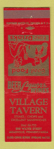 Matchbook Cover - Village Tavern Meadville PA RED