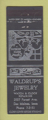 Matchbook Cover - Waldrup's Jewelry Des Moines IA