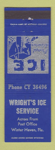 Matchbook Cover - Wright's Ice Service Winter Haven FL