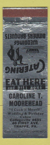 Matchbook Cover - Caroline Moorehead Catering Cakes Trappe PA