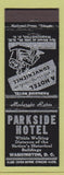 Matchbook Cover - Parkside Hotel Washington DC