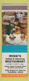 Matchbook Cover - Rossi's Italian Restaurant Toledo OH