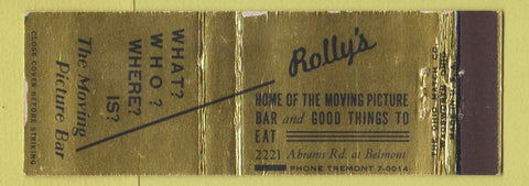 Matchbook Cover - Rolly's Moving Picture Bar Chicago? WEAR