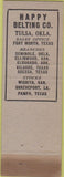 Matchbook Cover - Happy Beltiing Co Tulsa OK WEAR