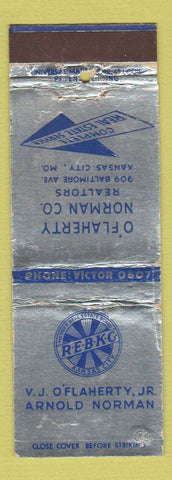 Matchbook Cover - O'Flaherty Norman Real Estate Kansas City MO WORN