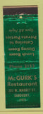 Matchbook Cover - McGurk's Restaurant Sandusky OH WEAR