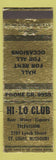 Matchbook Cover - Hi Lo Club St Louis MO WEAR