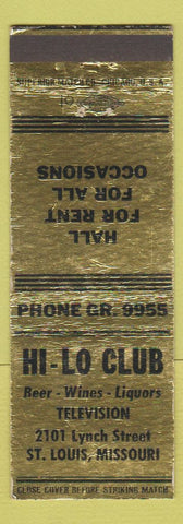 Matchbook Cover - Hi Lo Club St Louis MO WEAR