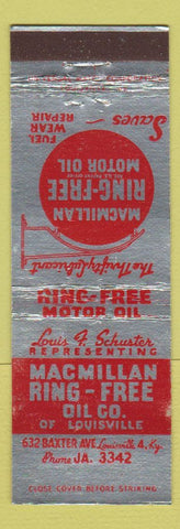 Matchbook Cover - MacMillan Ring Free Oil Louisville KY