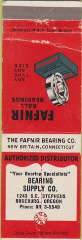 Matchbook Cover - Farnir Ball Bearings Roseburg OR CREASE