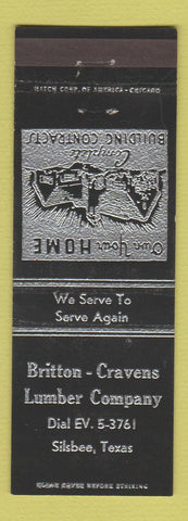 Matchbook Cover - Britton - Cravens Lumber Silsbee TX