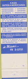 Matchbook Cover - Casa Interamerica Inc Miami FL importers