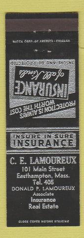 Matchbook Cover - CE Lamoureux Insurance Easthampton MA