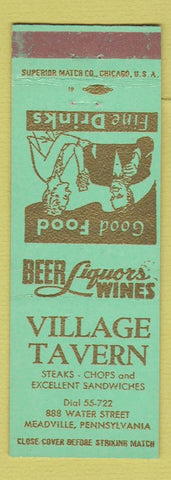 Matchbook Cover - Village Tavern Meadville PA restaurant