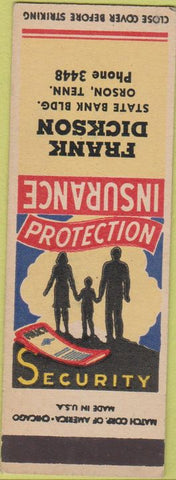 Matchbook Cover - Frank Dickson Orson TX Insurance SAMPLE