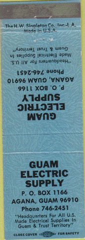 Matchbook Cover - Guam Electric Supply Agana Guam blue