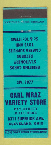 Matchbook Cover - Carl Mraz Variety Store Camera Stationery Cleveland OH