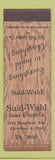 Matchbook Cover - Suid Wahl Lumber Supply Cleveland OH