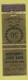 Matchbook Cover - Merchants State Bank North Branch MN 1955