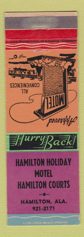 Matchbook Cover - Hamilton Holiday Motel Hamilton AL