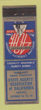 Matchbook Cover Maryland Casualty Insurance State Agents of Fresno CA 1938 WEAR