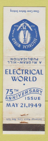 Matchbook Cover - Electrical World McGraw Hill Publication 1949 WEAR